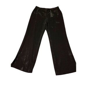 Elie Tahari The Briella Rhinestone Black Pants Size 14 Wide Leg High Waist